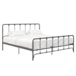 LikeHome Lida Farmhouse King Metal Bed with Storage in Gray