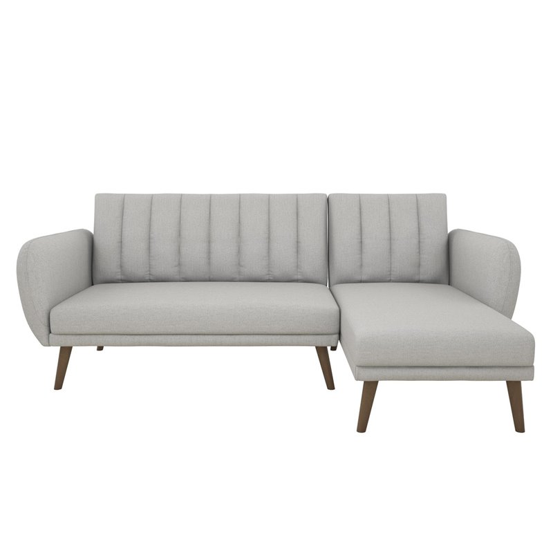Novogratz Brittany Sectional Futon Sofa in Light Gray