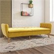 Novogratz Tallulah Memory Foam Velvet Futon Couch in Mustard Yellow