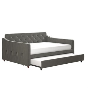 Novogratz Vintage Engineered Wood Gray Full Daybed and Twin Trundle Set