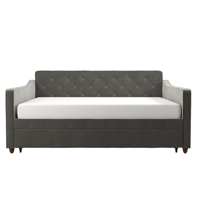 Novogratz Vintage Engineered Wood Gray Full Daybed and Twin Trundle Set