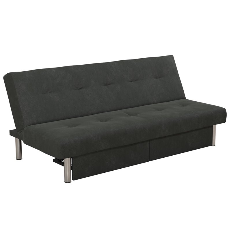 DHP Sola Storage Futon in Grey Microfiber