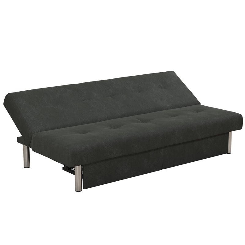 DHP Sola Storage Futon in Grey Microfiber