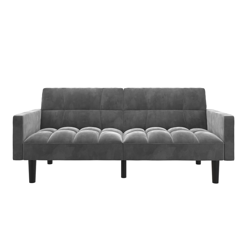 DHP Hayden Convertible Sofa Sleeper Futon in Gray Microfiber