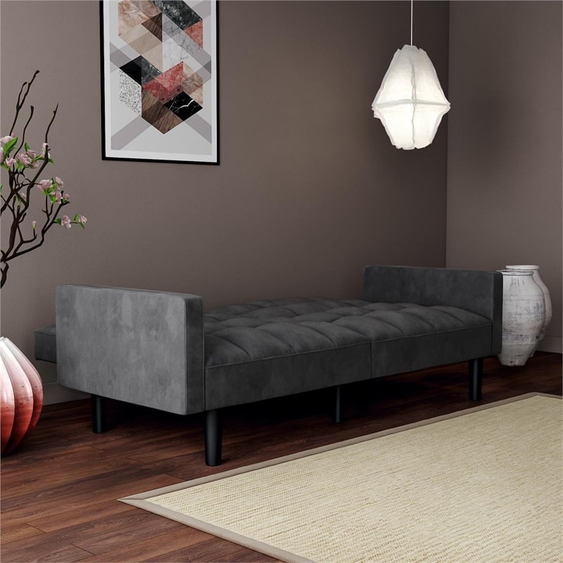 DHP Hayden Convertible Sofa Sleeper Futon in Gray Microfiber