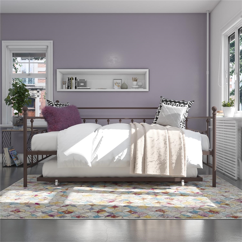 DHP Manila Metal Daybed and Trundle in Queen/Full Size Bronze