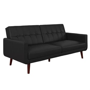 DHP Nia Modern Futon in Black Faux Leather