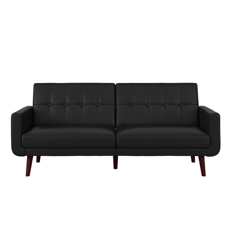 DHP Nia Modern Futon in Black Faux Leather