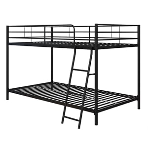 DHP Junior Modern Metal Twin over Twin Low Bunk Bed for Kids in Black