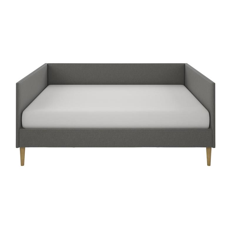 DHP Franklin Mid Century Upholstered Daybed Queen Size in Grey Linen