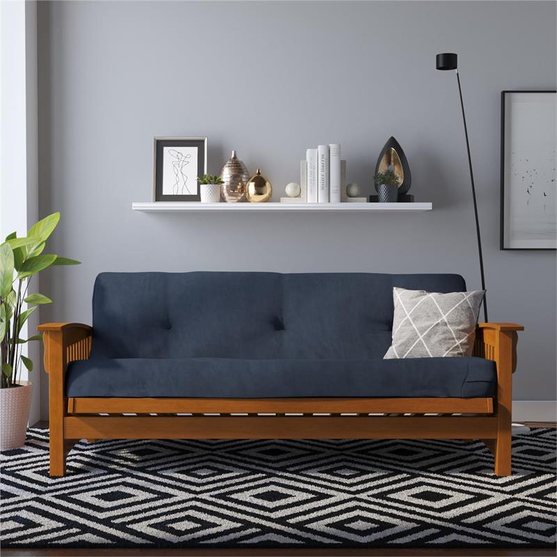 DHP Eve 8 Inch Thermobonded High Density Futon Mattress Full in Blue Microfiber