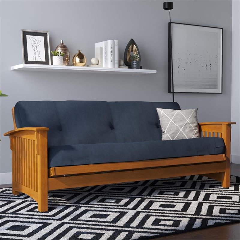 DHP Eve 8 Inch Thermobonded High Density Futon Mattress Full in Blue Microfiber