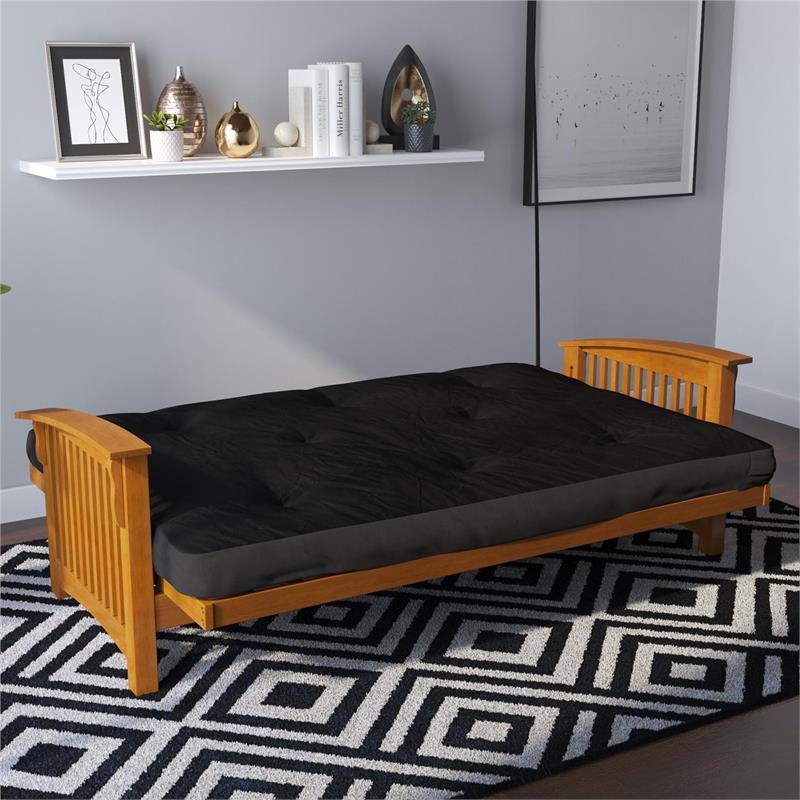 DHP Eve 6 Inch Thermobonded High Density Futon Mattress Full in Black Microfiber