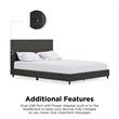 DHP Mathias Upholstered Bed with USB Dual Port Queen  in Gray Linen