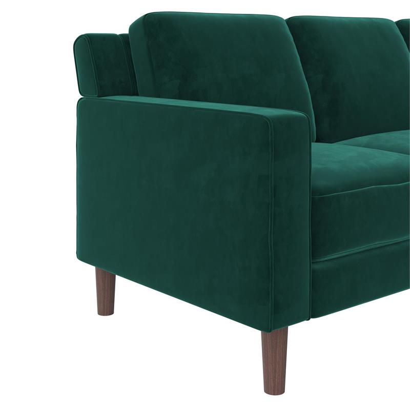 DHP Brynn 3 Seater Sofa in Green Velvet