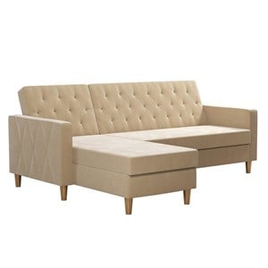 CosmoLiving by Cosmopolitan Liberty Reversible Sectional/Futon in Ivory Velvet
