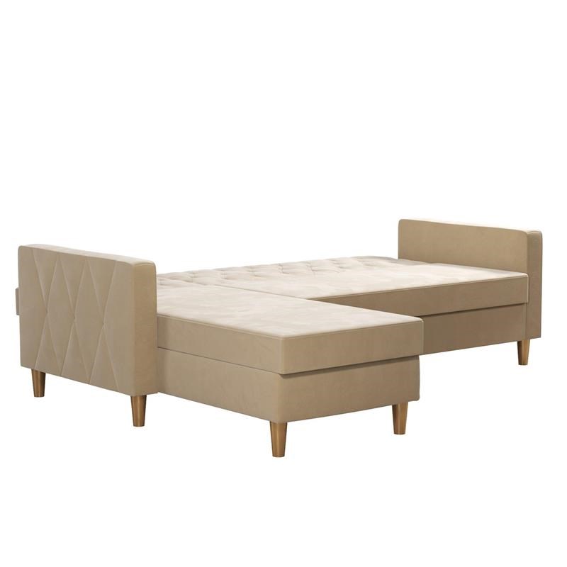 CosmoLiving by Cosmopolitan Liberty Reversible Sectional/Futon in Ivory Velvet