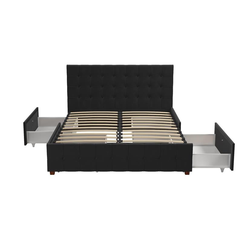 CosmoLiving by Cosmopolitan Elizabeth Upholstered Bed Queen in Black Velvet