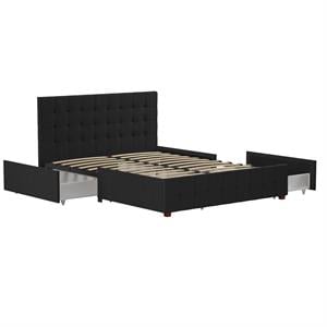 CosmoLiving by Cosmopolitan Elizabeth Upholstered Bed Queen in Black Velvet