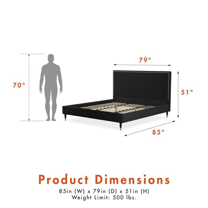 CosmoLiving by Cosmopolitan Audrey Upholstered Bed King in Black Velvet