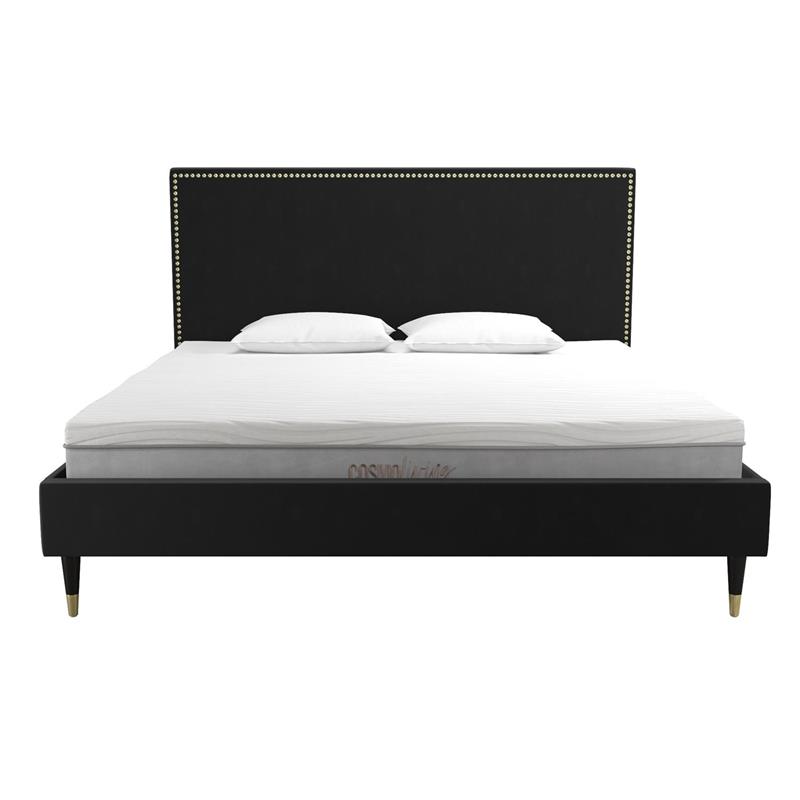 CosmoLiving by Cosmopolitan Audrey Upholstered Bed King in Black Velvet