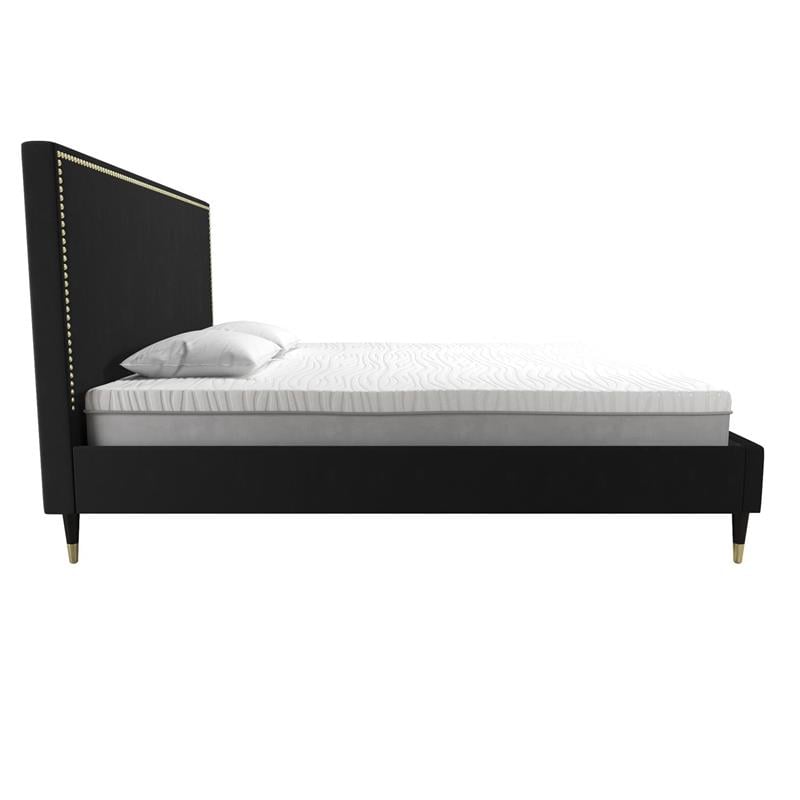 CosmoLiving by Cosmopolitan Audrey Upholstered Bed King in Black Velvet