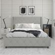CosmoLiving by Cosmopolitan Mercer Upholstered Bed in Light Grey Linen in Queen
