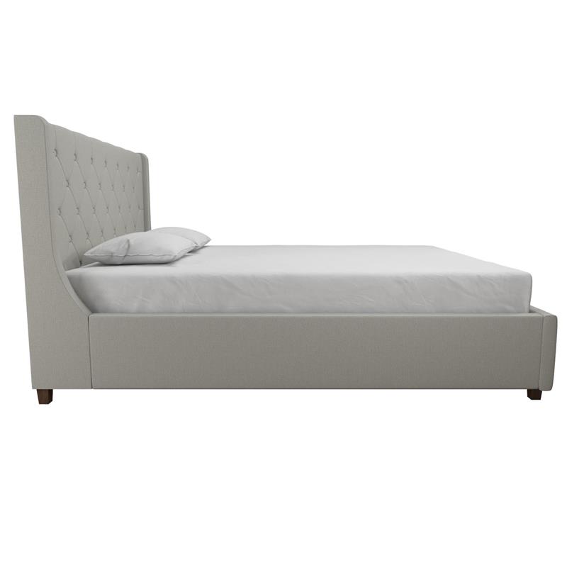 CosmoLiving by Cosmopolitan Mercer Upholstered Bed in Light Grey Linen in Queen