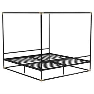 CosmoLiving Celeste Canopy Metal Bed King Size Frame in Black/Gold