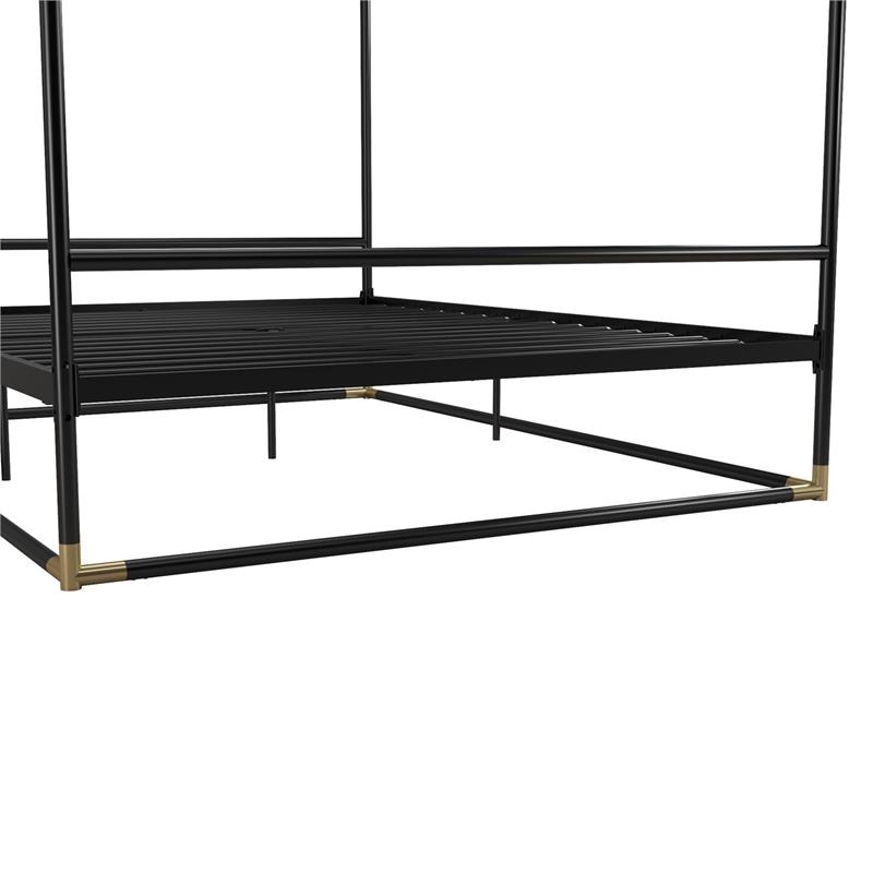 CosmoLiving Celeste Canopy Metal Bed Queen Size Frame in Black/Gold