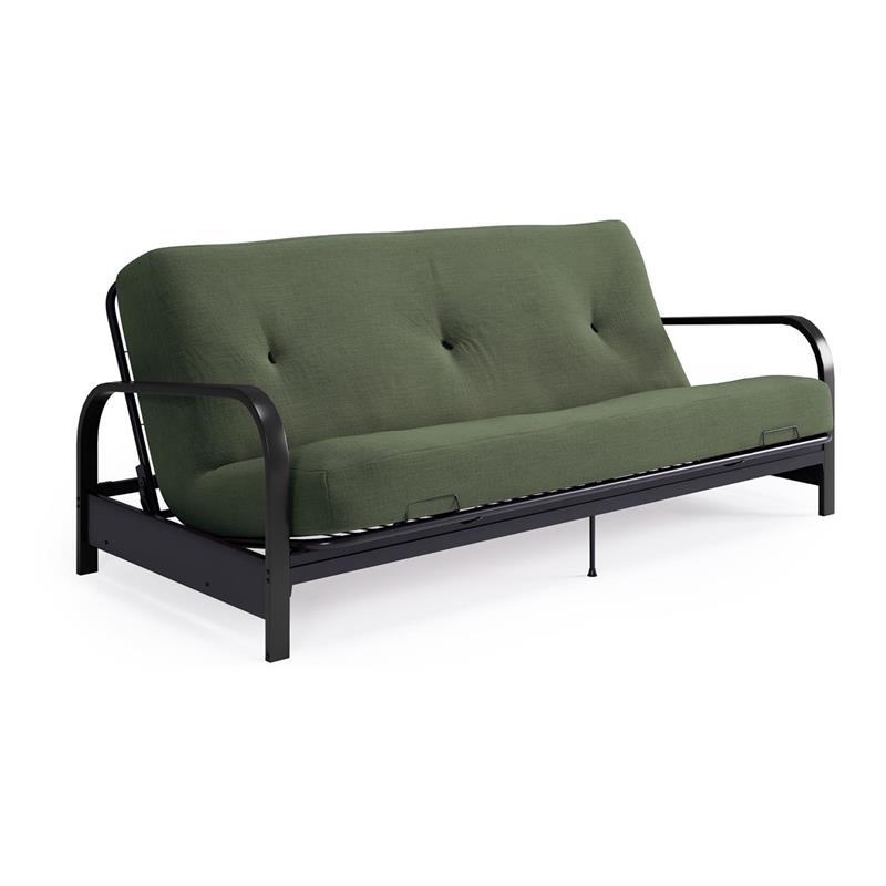 Brax Black Metal Arm Full Futon Frame with 6