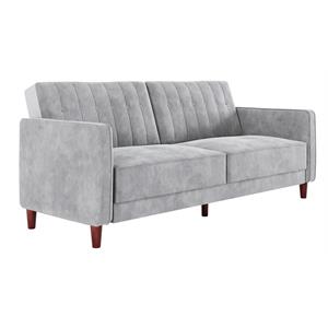DHP Ivana Tufted Futon and Upholstered Sofa Sleeper Bed in Light Gray Velvet