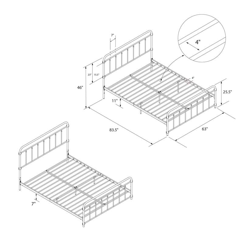 DHP Winston Metal White Bed in Queen