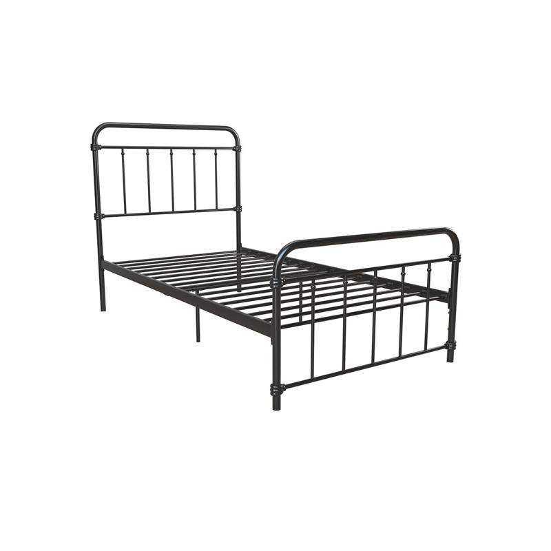 DHP Winston Metal Platform Bed with Rustic Design and Curved Edge Twin in Black