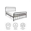DHP Winston Metal Platform Bed with Rustic Design and Curved Edge Queen in Black