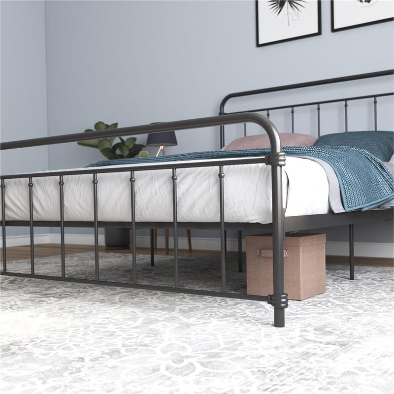 DHP Winston Metal Platform Bed with Rustic Design and Curved Edge Queen in Black