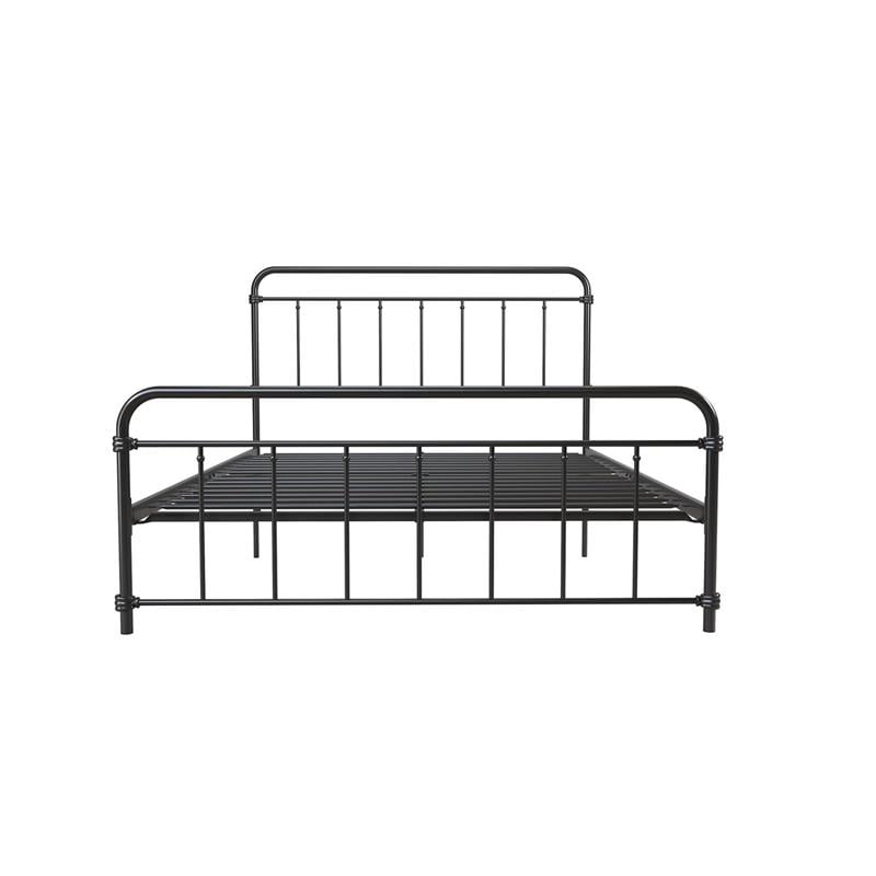 DHP Winston Metal Platform Bed with Rustic Design and Curved Edge Queen in Black