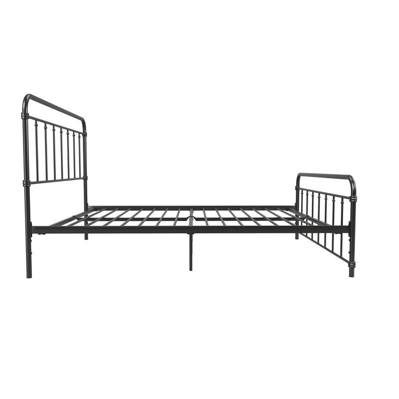 DHP Winston Metal Platform Bed with Rustic Design and Curved Edge Queen in Black