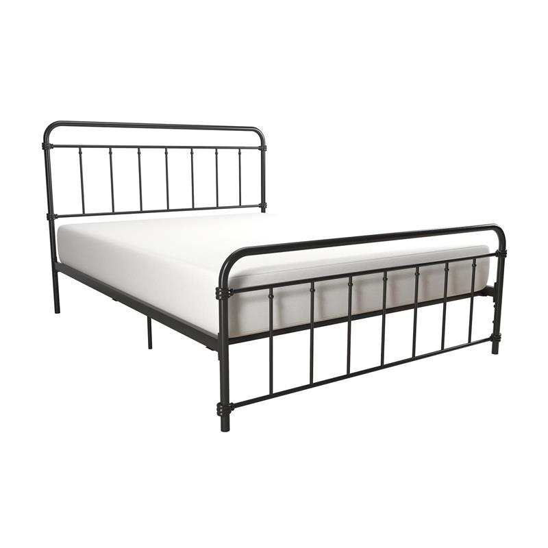 DHP Winston Metal Platform Bed with Rustic Design and Curved Edge Queen in Black