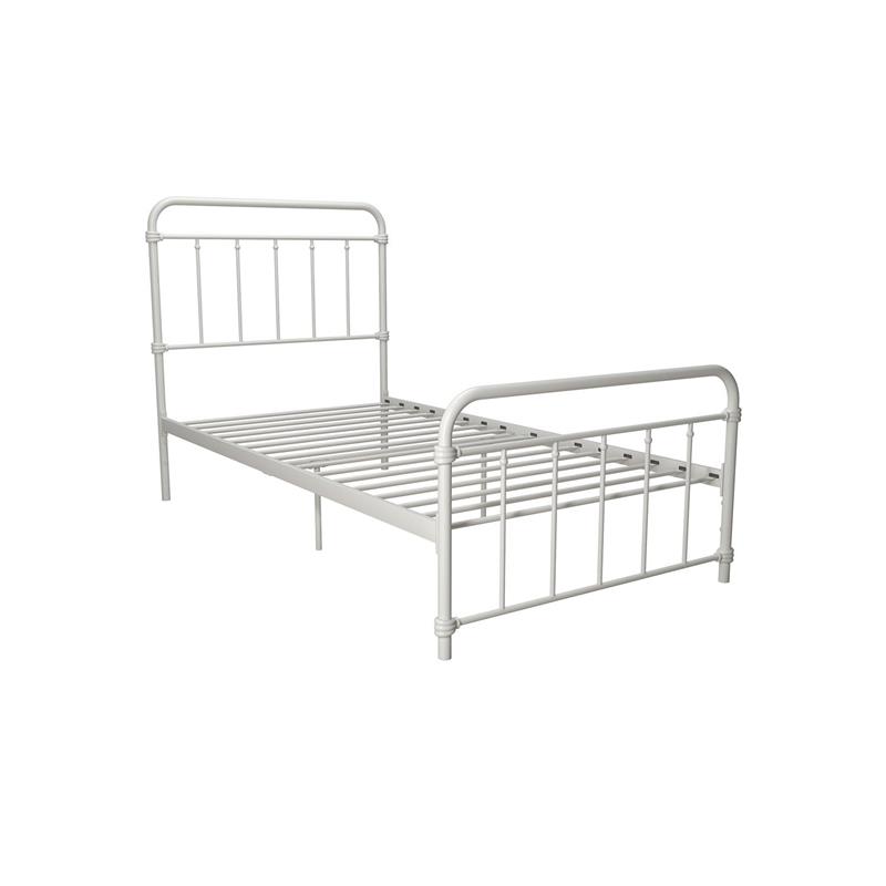 DHP Winston Metal Platform Bed with Rustic Design and Curved Edge Twin in White