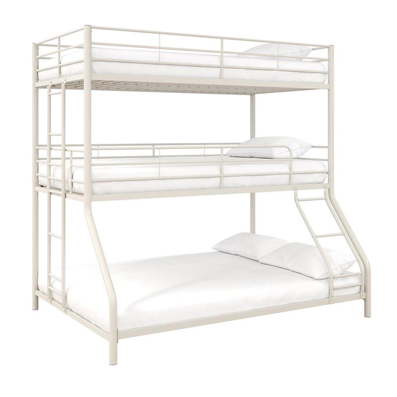 Max & Finn Altona Metal Triple Bunk Bed for Kids Twin/Twin/Full in White