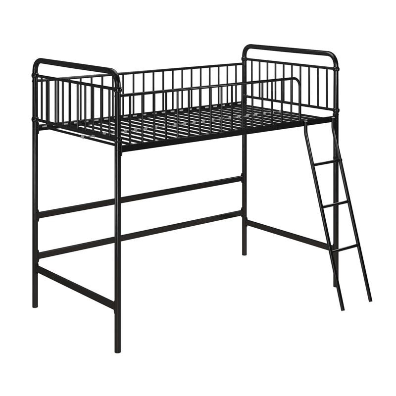 Max & Finn Karcey Twin Metal Loft Bed in Black