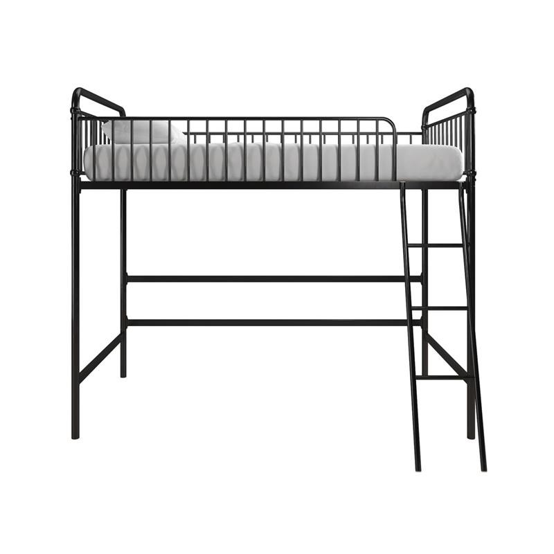 Max & Finn Karcey Twin Metal Loft Bed in Black