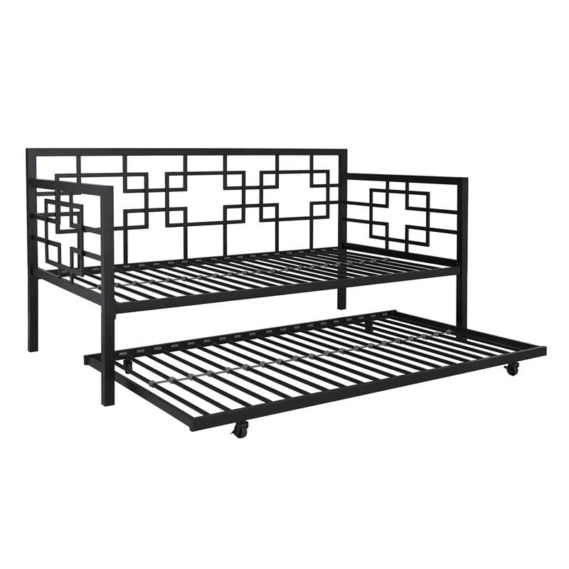 DHP Gail Twin Daybed with Trundle in Black Metal