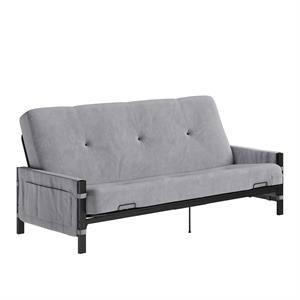 DHP Melbourne Storage Futon with 6&quot Thermobonded Futon Mattress in Gray