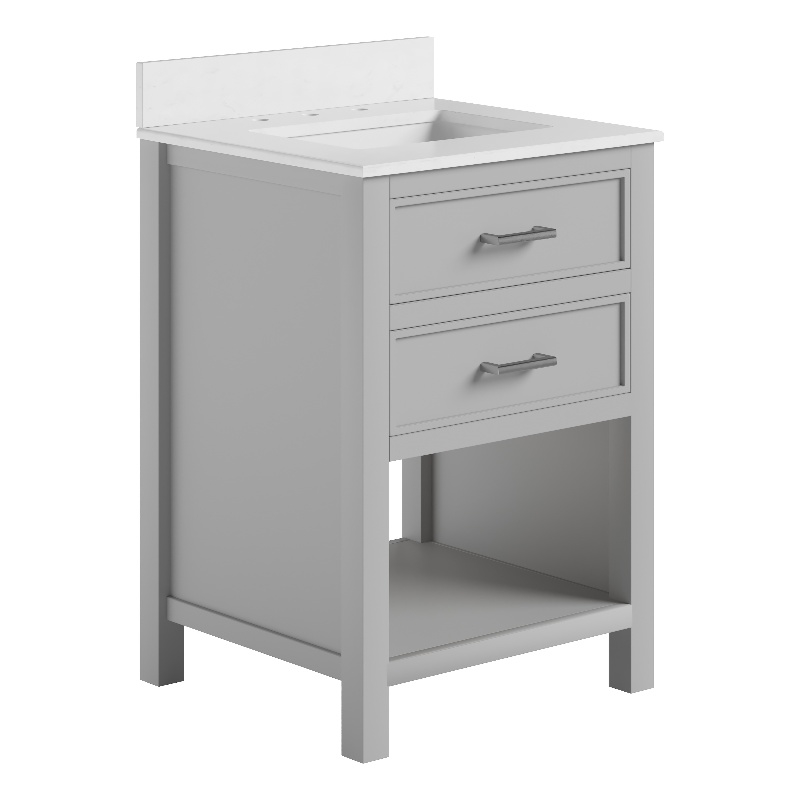 DHP Missouri 24 Inch Bathroom Vanity with Modern Carrera Countertop in Gray