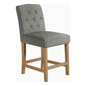 DHP Jane Parsons Upholstered Counter Stool with Tufting in Dark Gray Linen