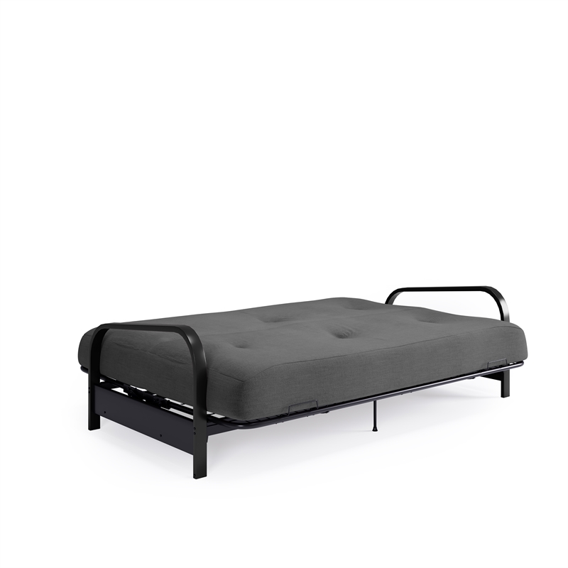 DHP Brax Black Metal Arm Full Size Futon Frame with 6