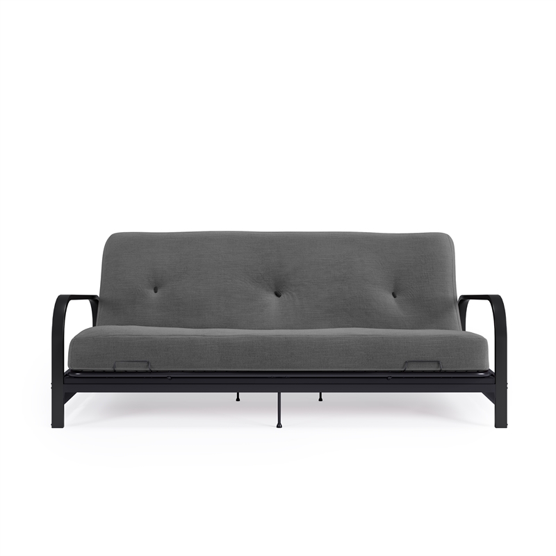 DHP Brax Black Metal Arm Full Size Futon Frame with 6