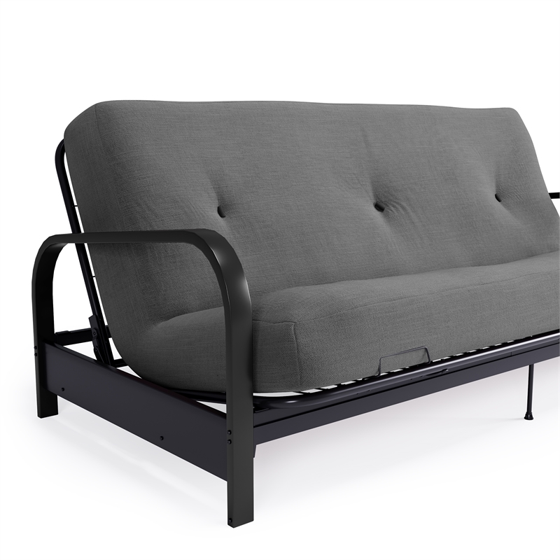 DHP Brax Black Metal Arm Full Size Futon Frame with 6